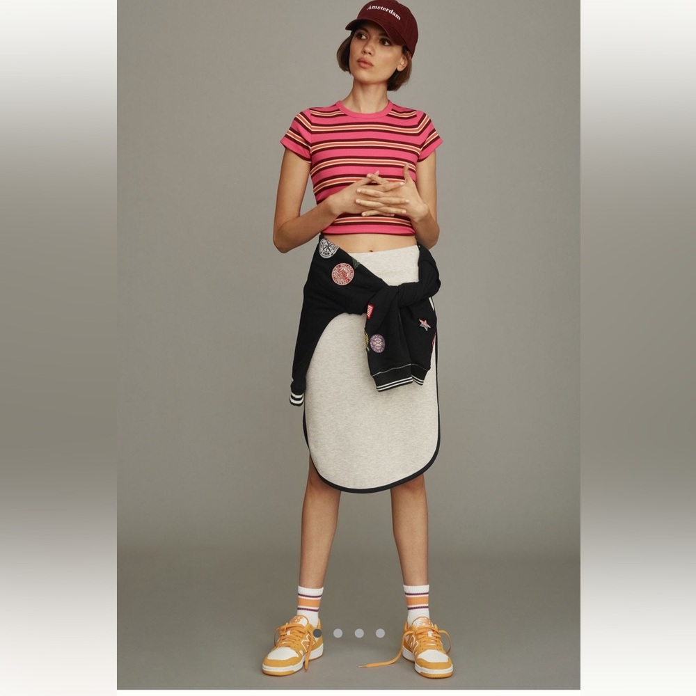 NEW Sunday in Brooklyn Varsity Side-Zip Skirt GREY Sz S ANTHROPOLOGIE NWT